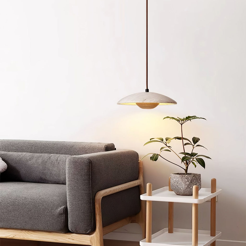 Zodore Large-Bord Travertin Pendentif Lumière - Neutralighting