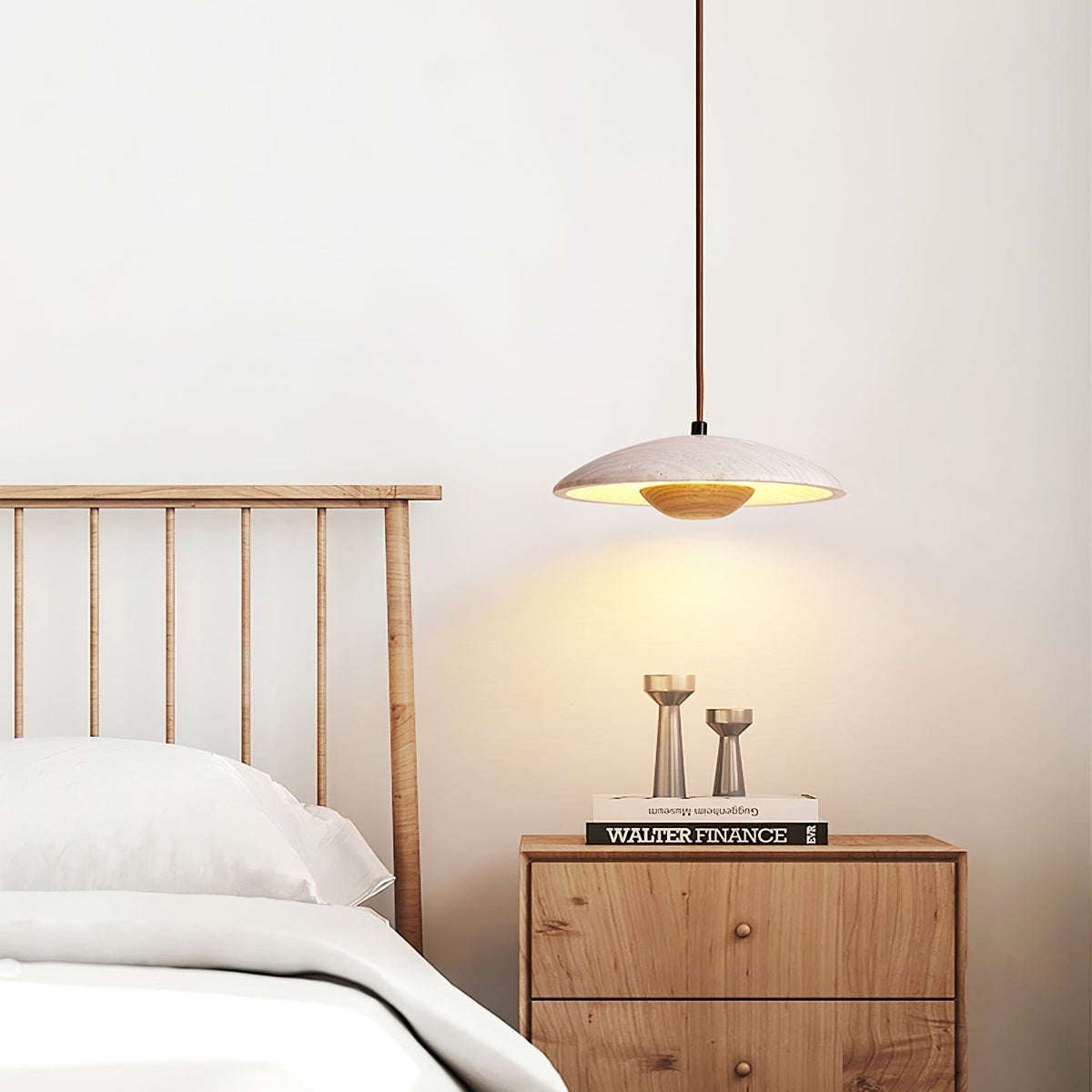 Zodore Large-Bord Travertin Pendentif Lumière - Neutralighting