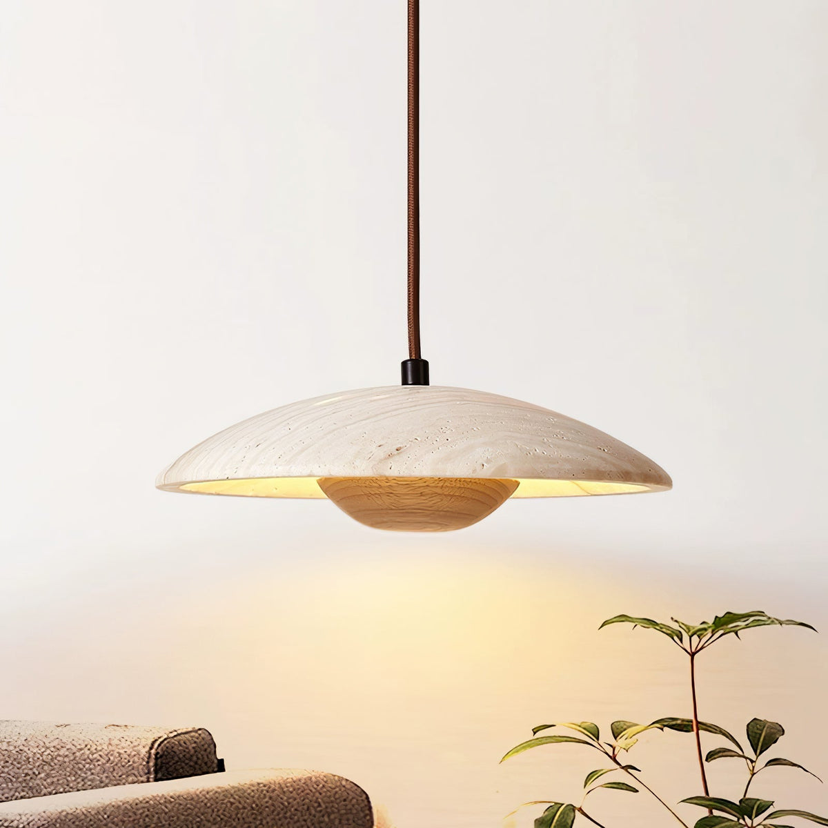 Zodore Large-Bord Travertin Pendentif Lumière - Neutralighting