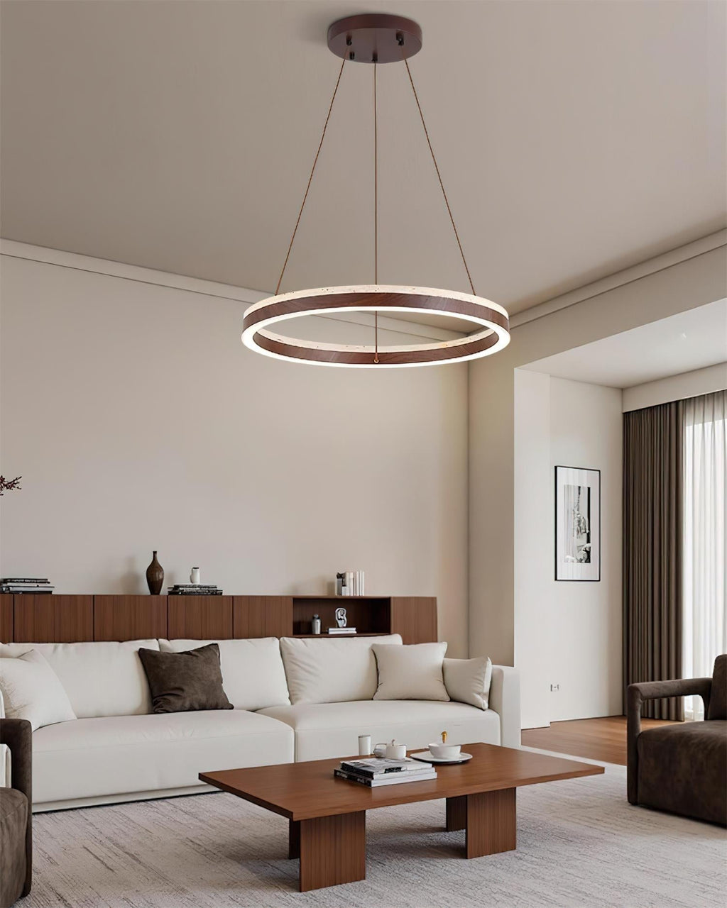 Ritta Chandelier Travertin Géométrie Anneau - Neutralighting