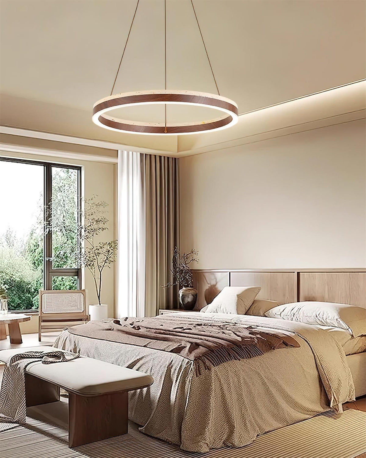 Ritta Chandelier Travertin Géométrie Anneau - Neutralighting