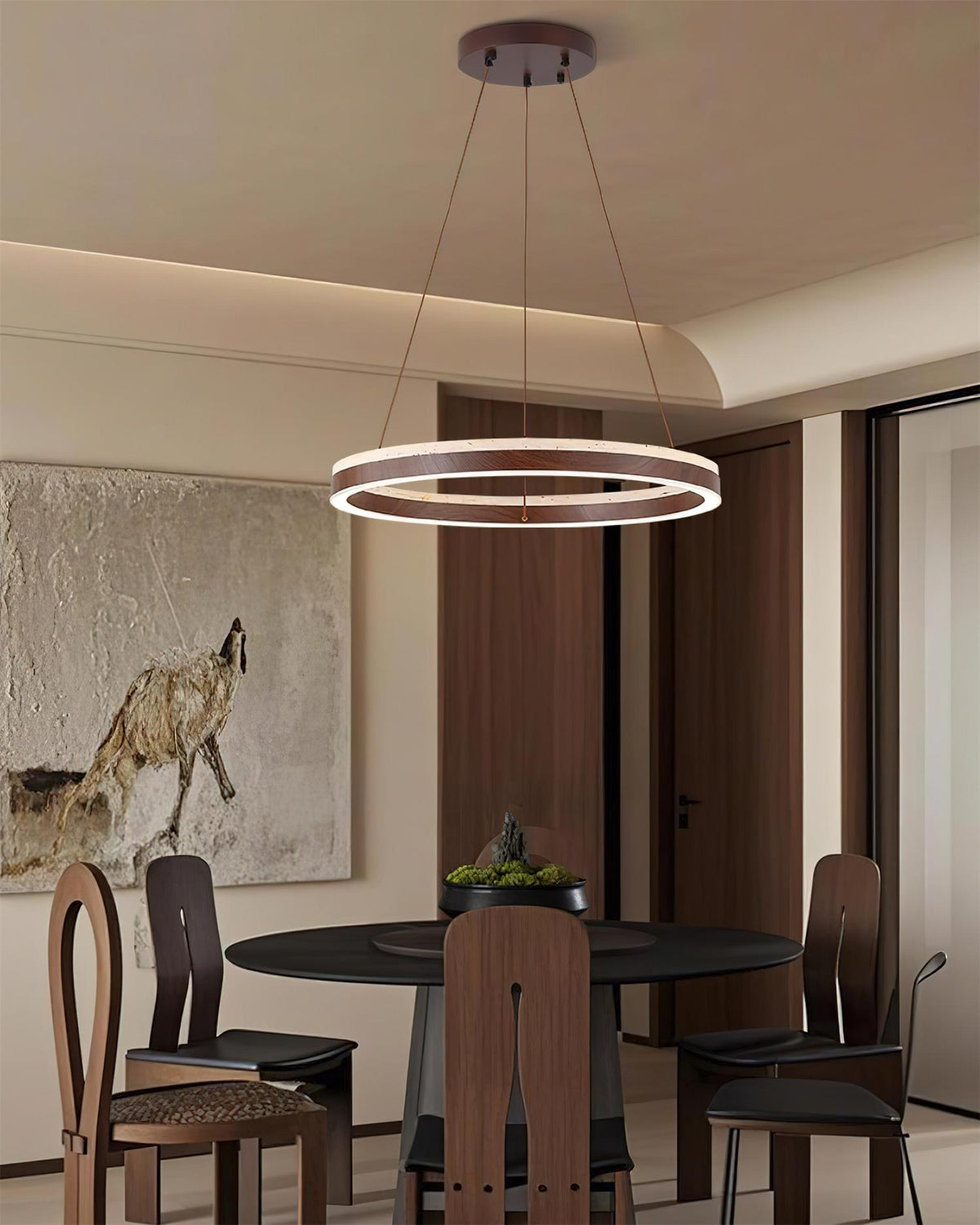 Ritta Chandelier Travertin Géométrie Anneau - Neutralighting