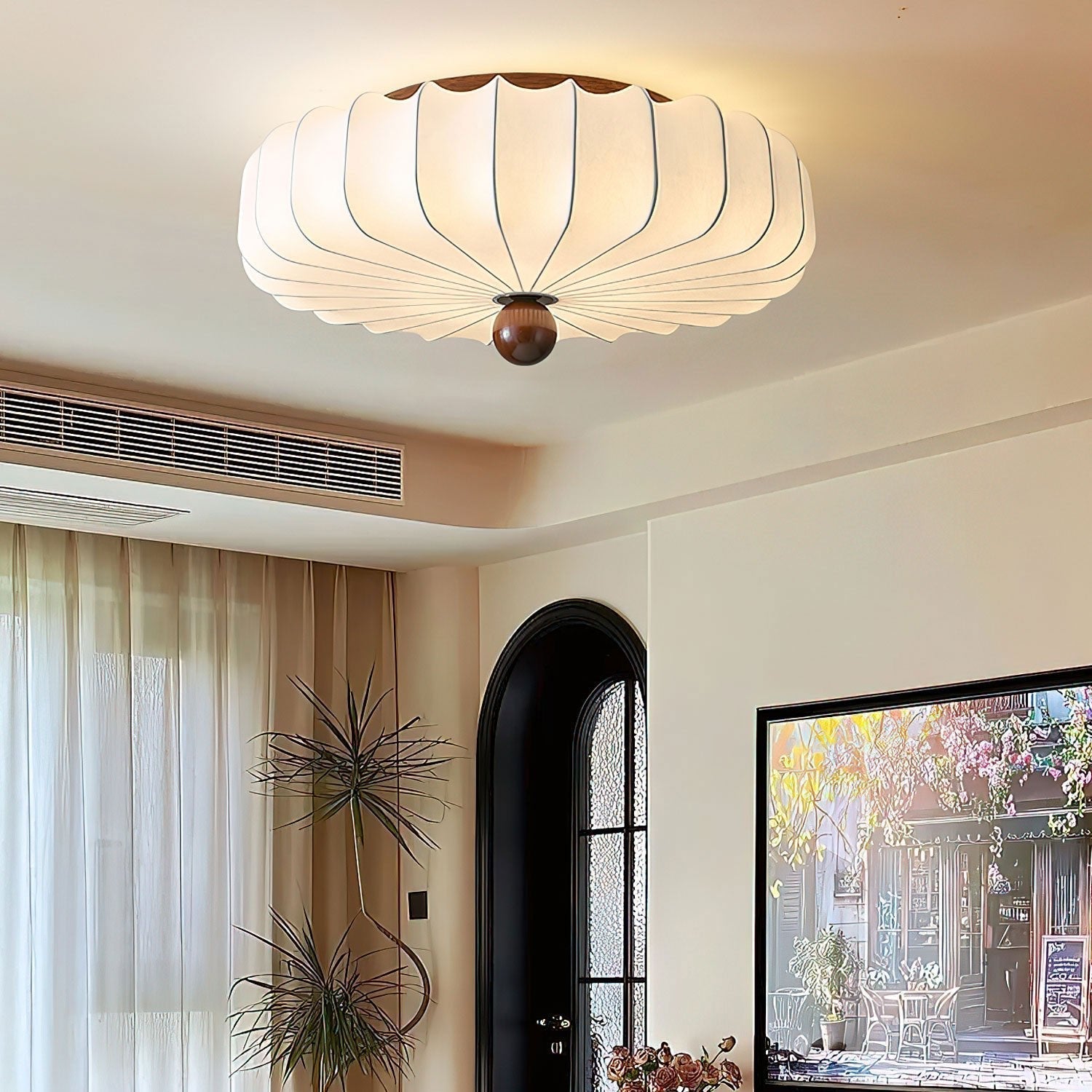 Zotala Pétale Tissu Bois Encastré Plafonnier Lumière - Neutralighting