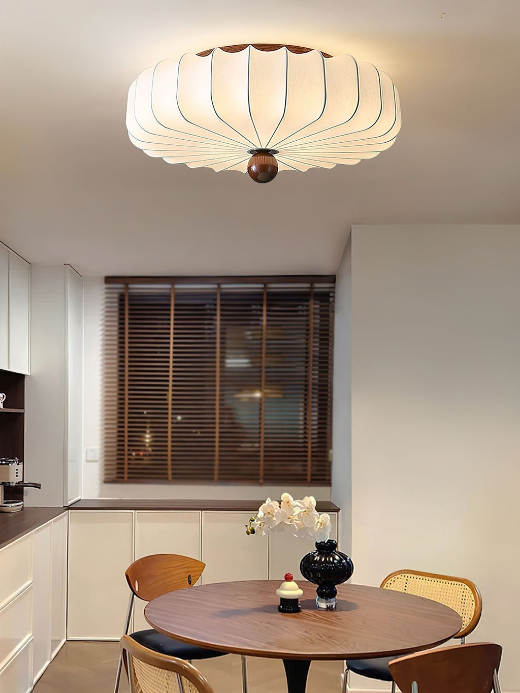 Zotala Pétale Tissu Bois Encastré Plafonnier Lumière - Neutralighting