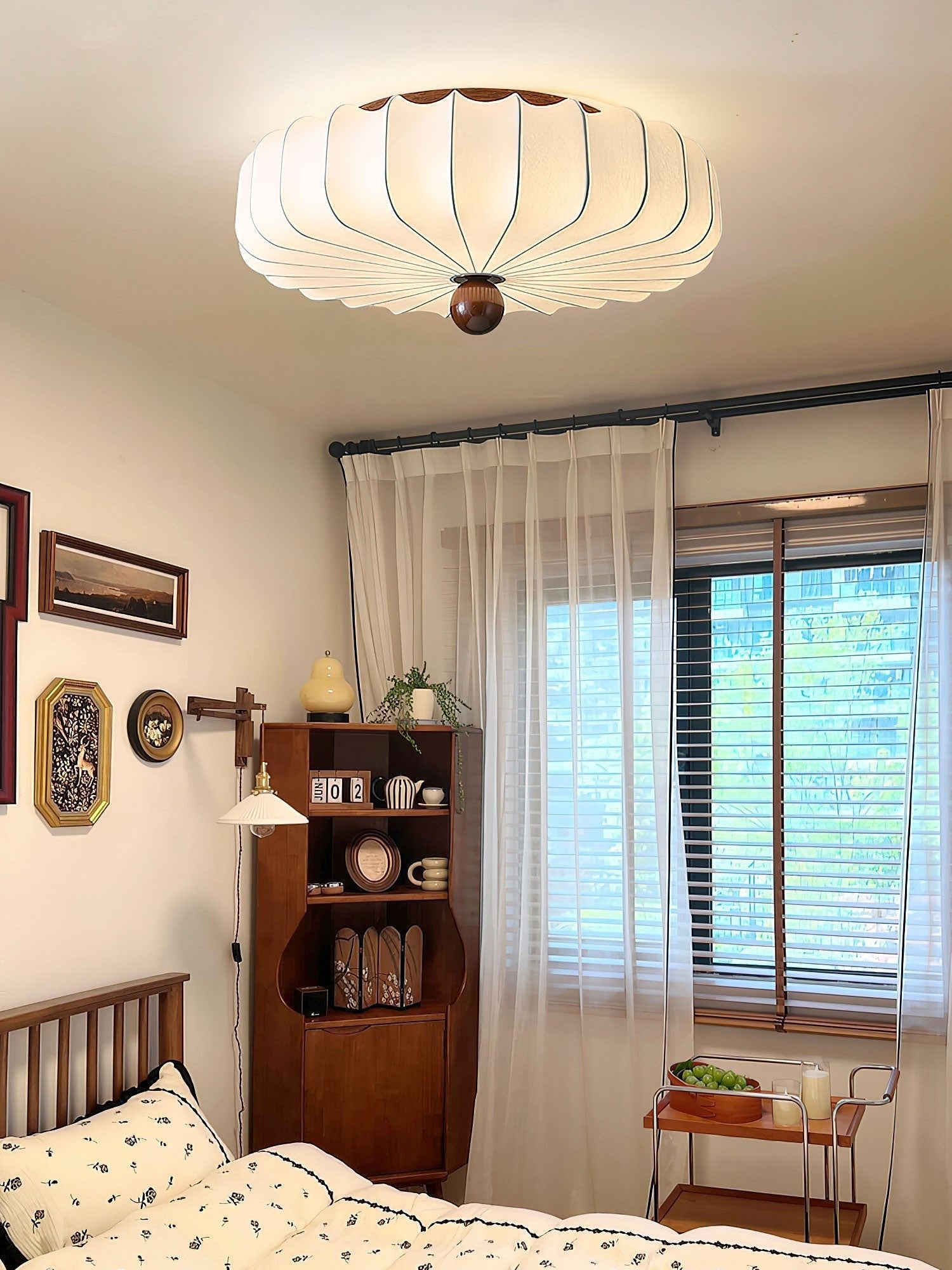 Zotala Pétale Tissu Bois Encastré Plafonnier Lumière - Neutralighting