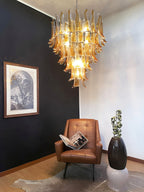 Aurora Lustre Ambre Verre Pétales Superposé Luxe - Neutralighting