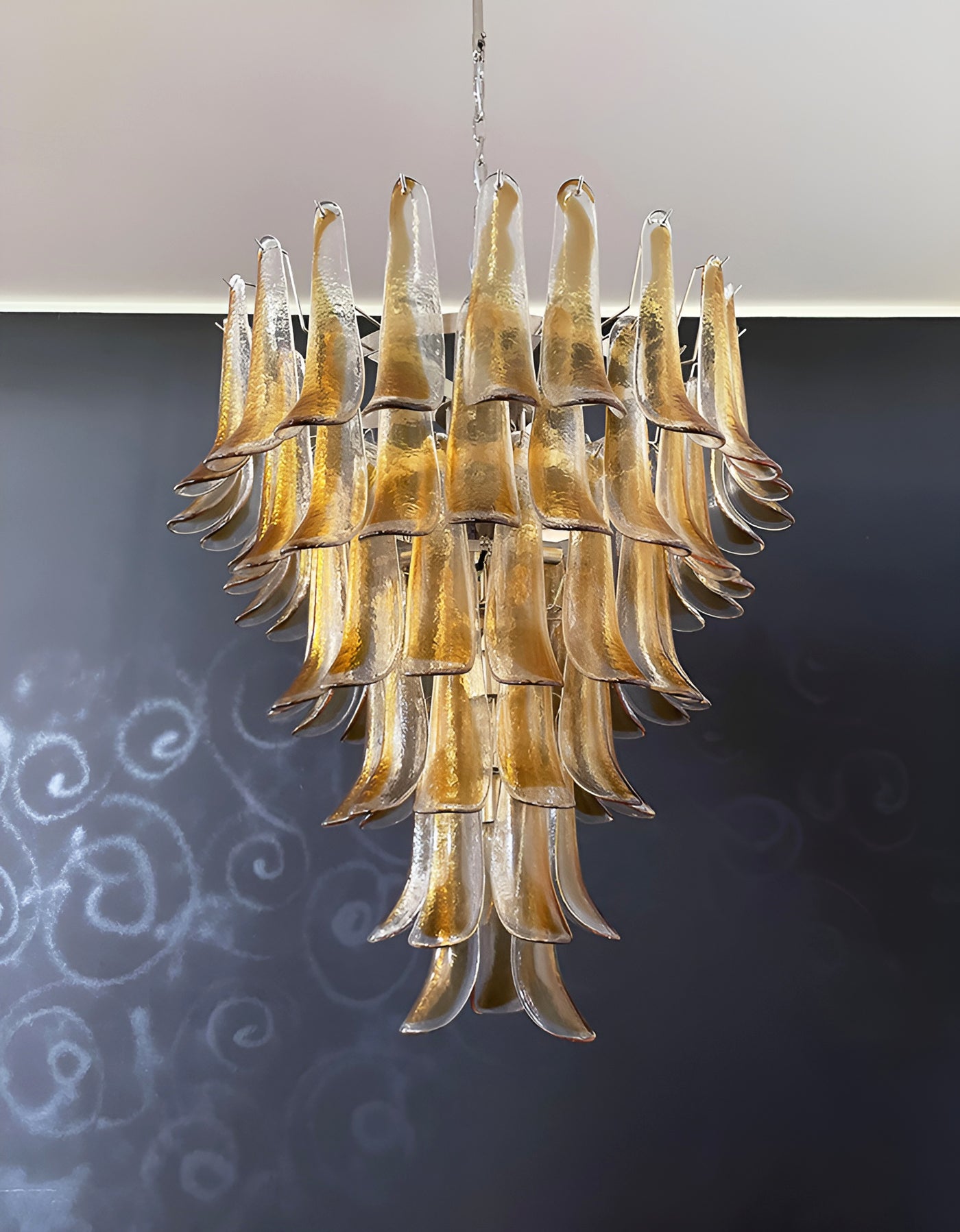 Aurora Lustre Ambre Verre Pétales Superposé Luxe - Neutralighting