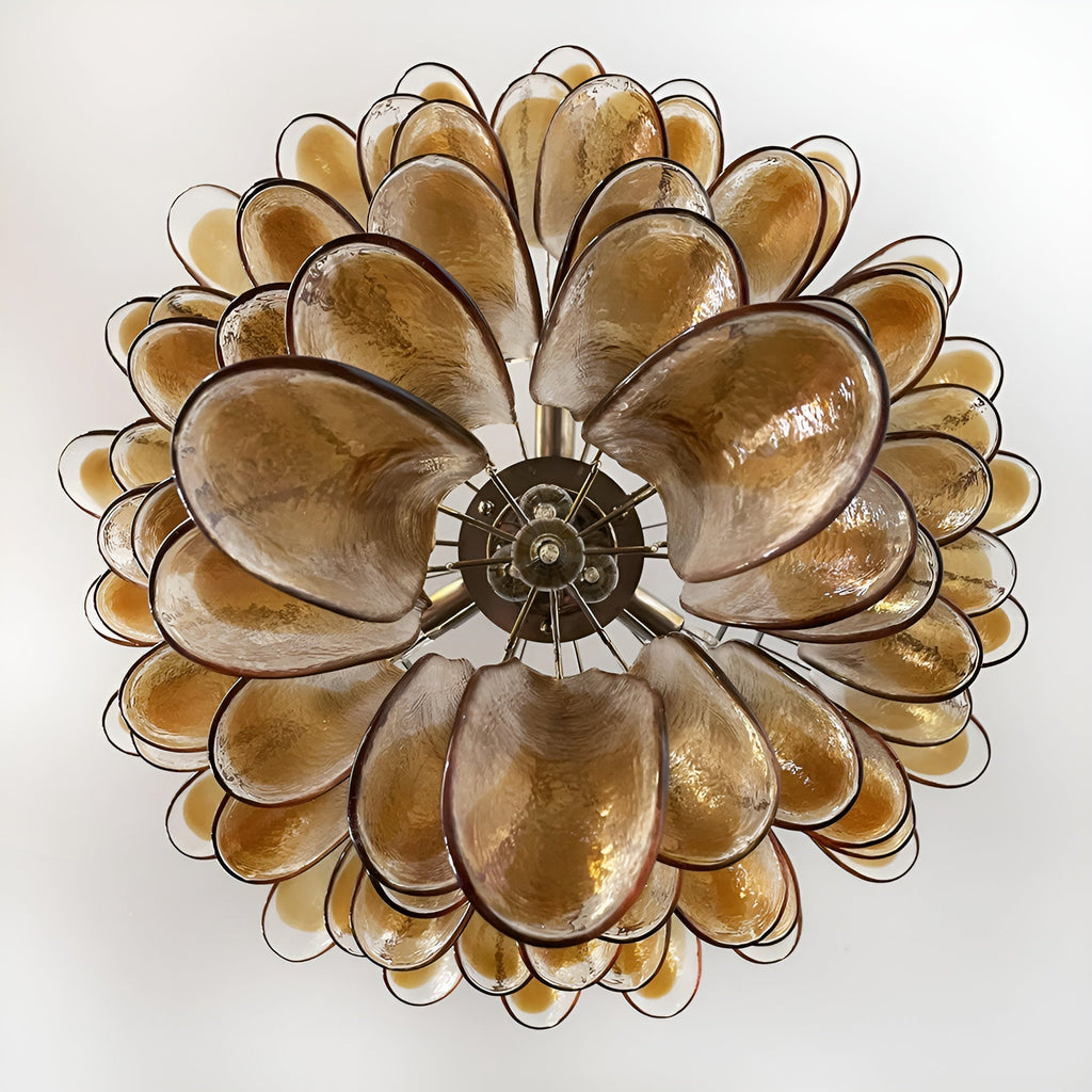 Aurora Lustre Ambre Verre Pétales Superposé Luxe - Neutralighting