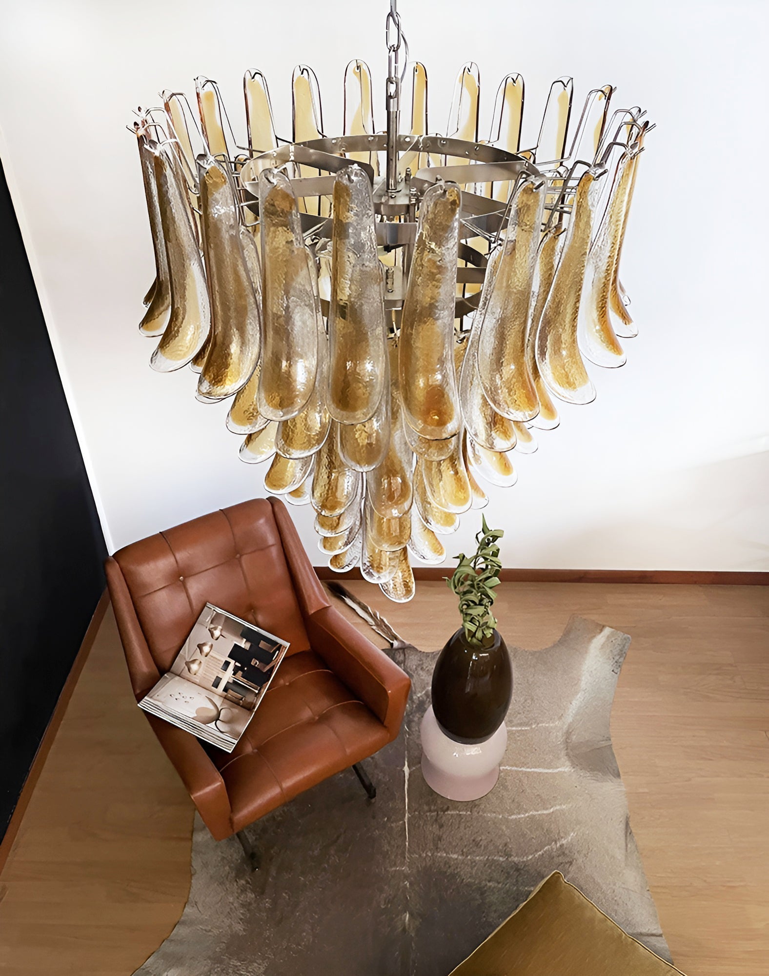 Aurora Lustre Ambre Verre Pétales Superposé Luxe - Neutralighting