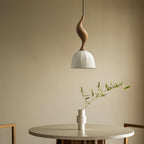 Solia Lampe Pendante Tige Courbée Tissu Bois - Neutralighting