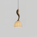 Solia Lampe Pendante Tige Courbée Tissu Bois - Neutralighting