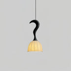 Solia Lampe Pendante Tige Courbée Tissu Bois - Neutralighting
