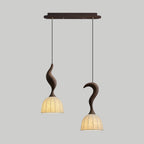 Solia Lampe Pendante Tige Courbée Tissu Bois - Neutralighting