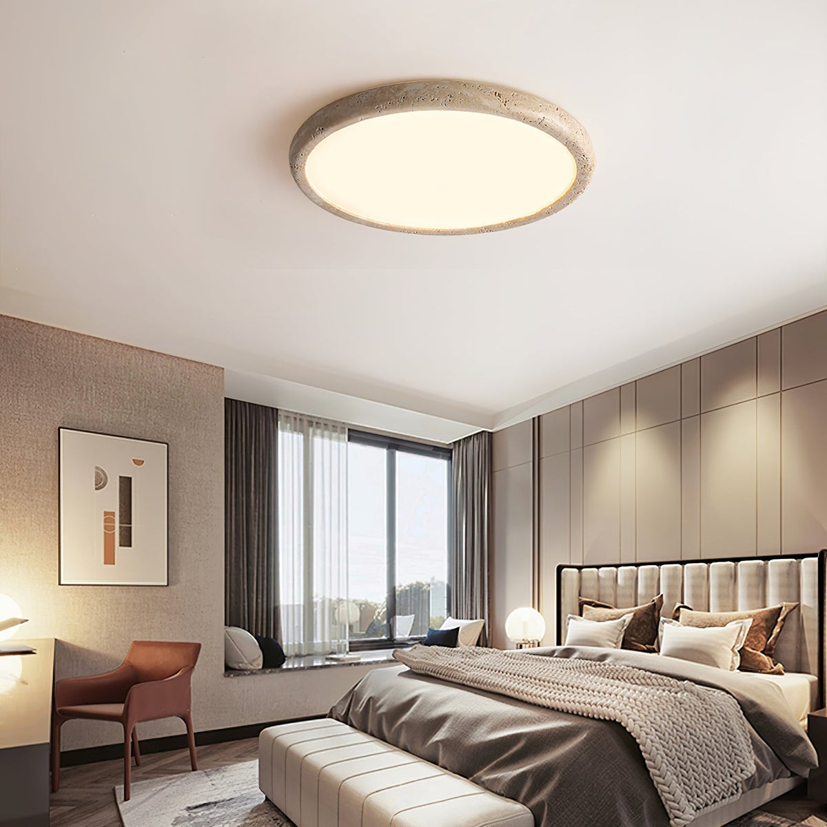 Aurrina Plafonnier Cadre Anneau en Travertin - Neutralighting
