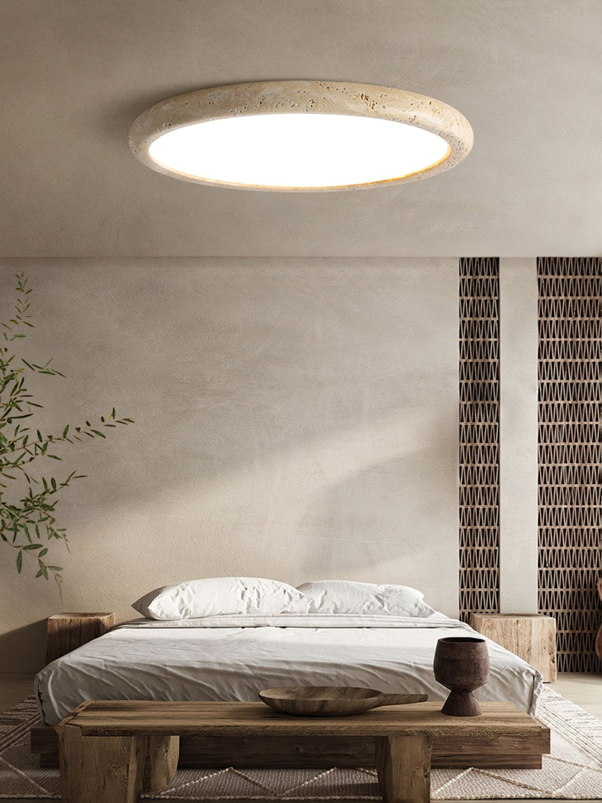 Aurrina Plafonnier Cadre Anneau en Travertin - Neutralighting