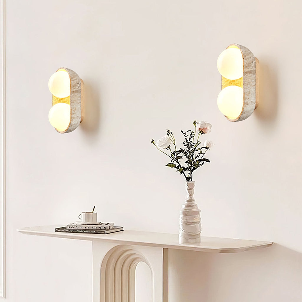 Trio Applique Murale Globe en Travertin - Neutralighting