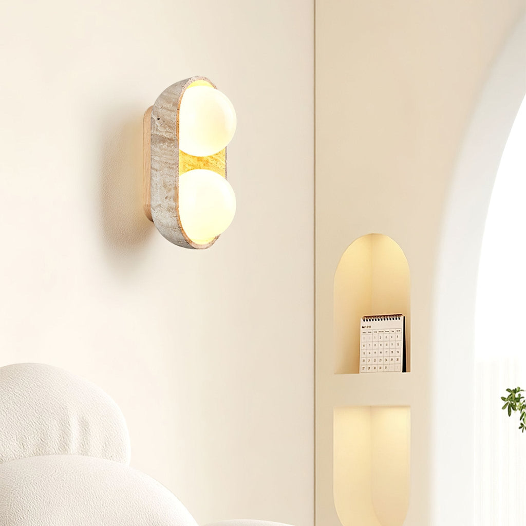 Trio Applique Murale Globe en Travertin - Neutralighting
