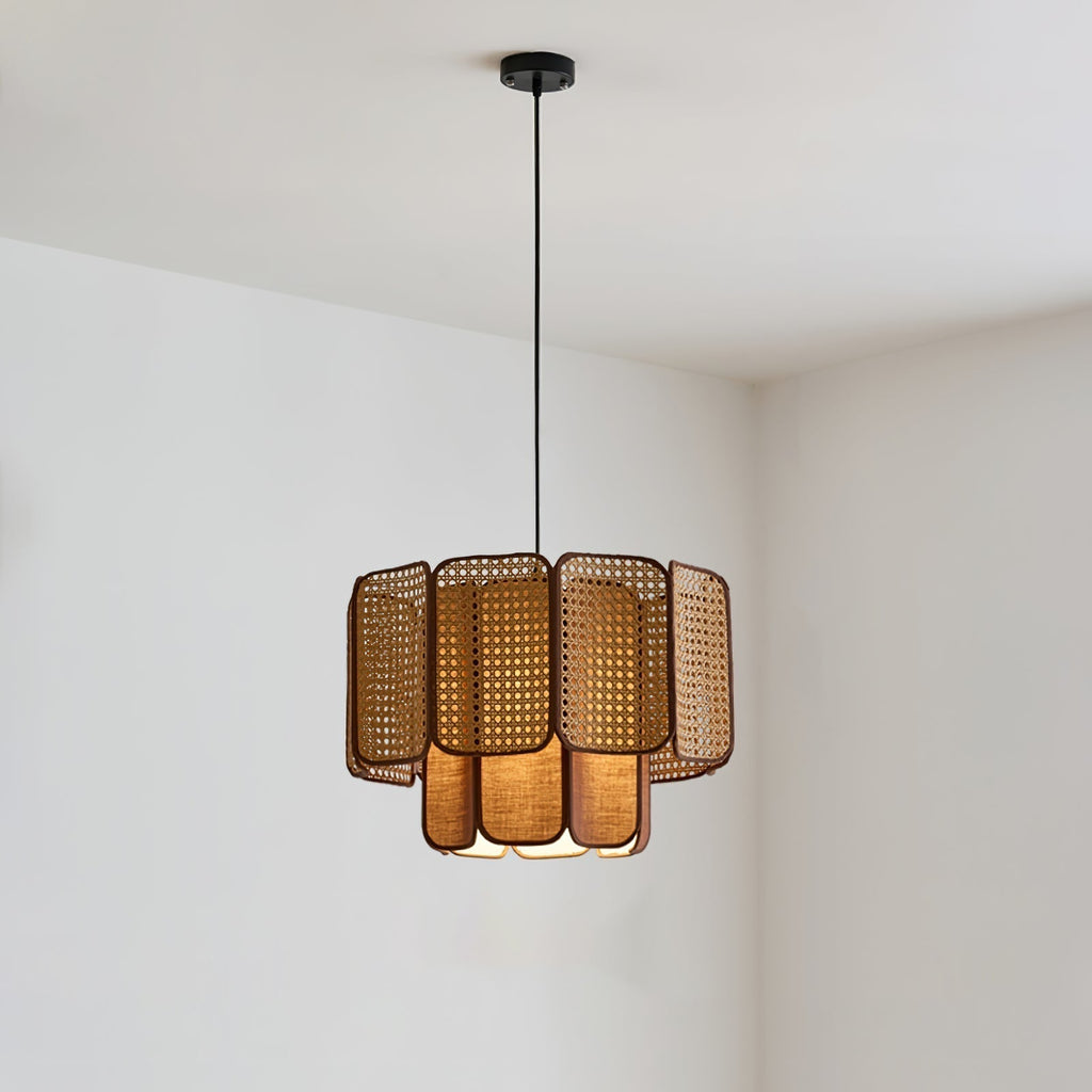 Cane Lampe Suspendue Vintage en Tissu - Neutralighting