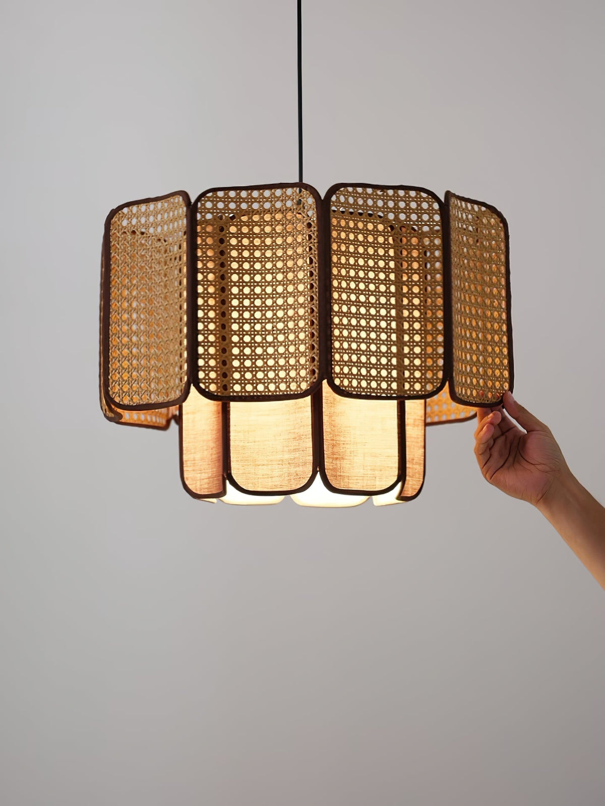 Cane Lampe Suspendue Vintage en Tissu - Neutralighting