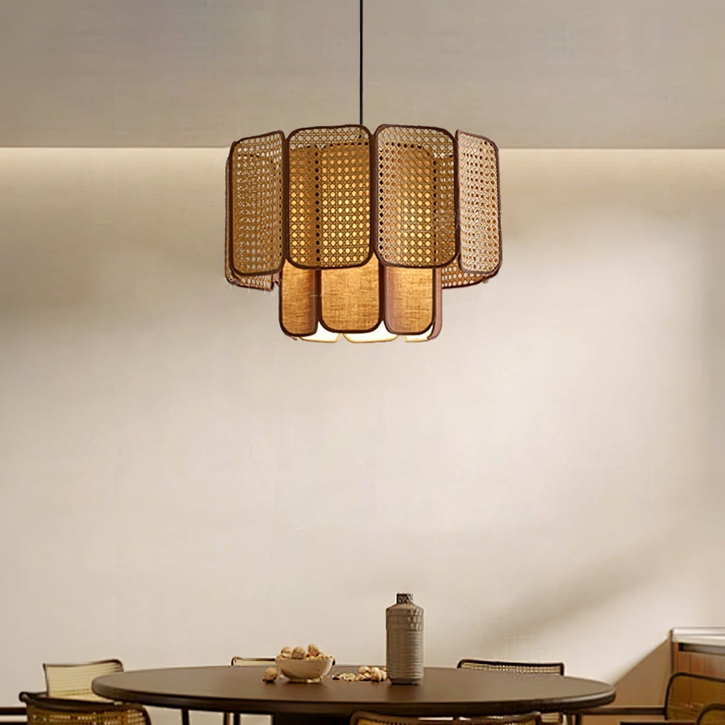 Cane Lampe Suspendue Vintage en Tissu - Neutralighting