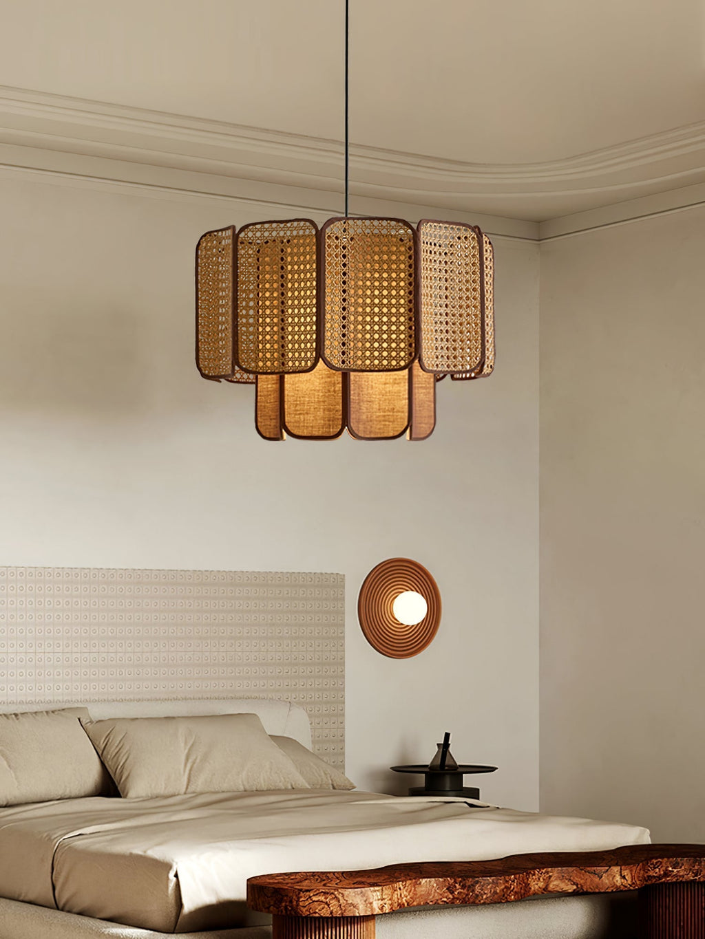 Cane Lampe Suspendue Vintage en Tissu - Neutralighting