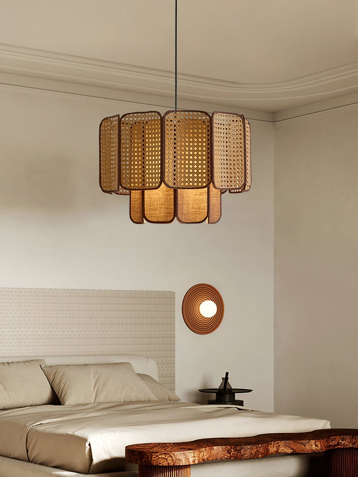 Cane Lampe Suspendue Vintage en Tissu - Neutralighting
