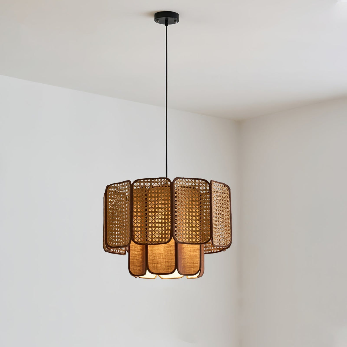 Cane Lampe Suspendue Vintage en Tissu - Neutralighting