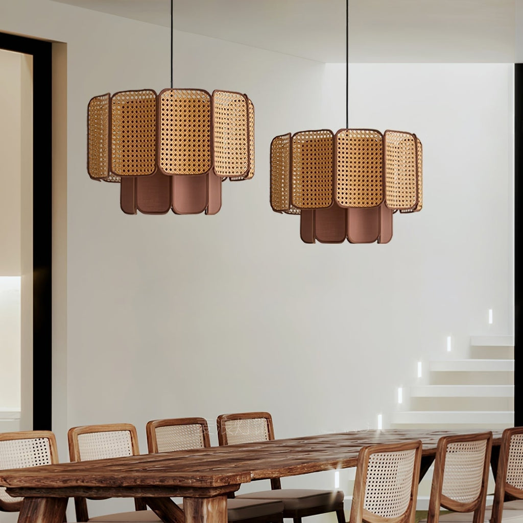 Cane Lampe Suspendue Vintage en Tissu - Neutralighting