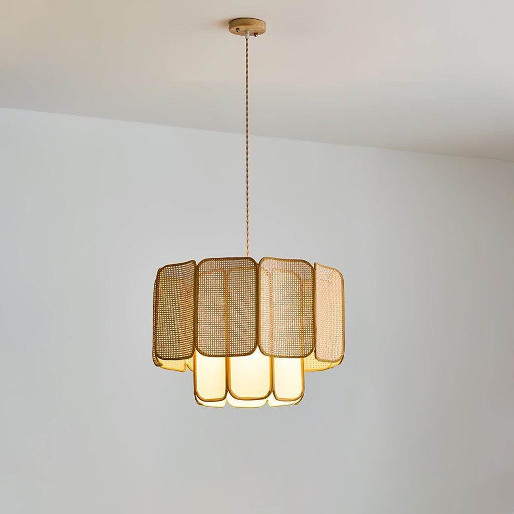 Cane Lampe Suspendue Vintage en Tissu - Neutralighting