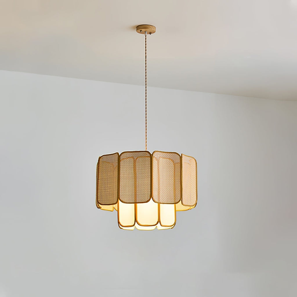 Cane Lampe Suspendue Vintage en Tissu - Neutralighting