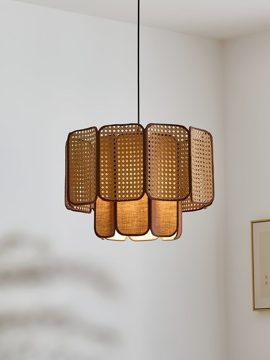 Cane Lampe Suspendue Vintage en Tissu - Neutralighting