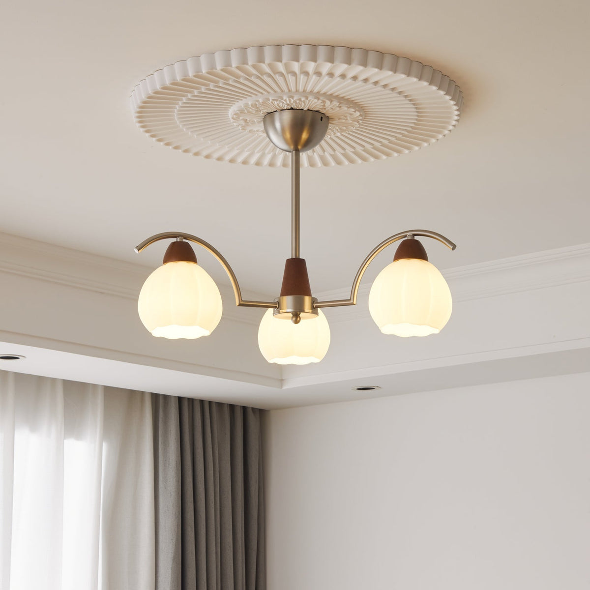 Ilaeiel Chandelier Bois Verre Élégance Traditionnelle Bloom - Neutralighting