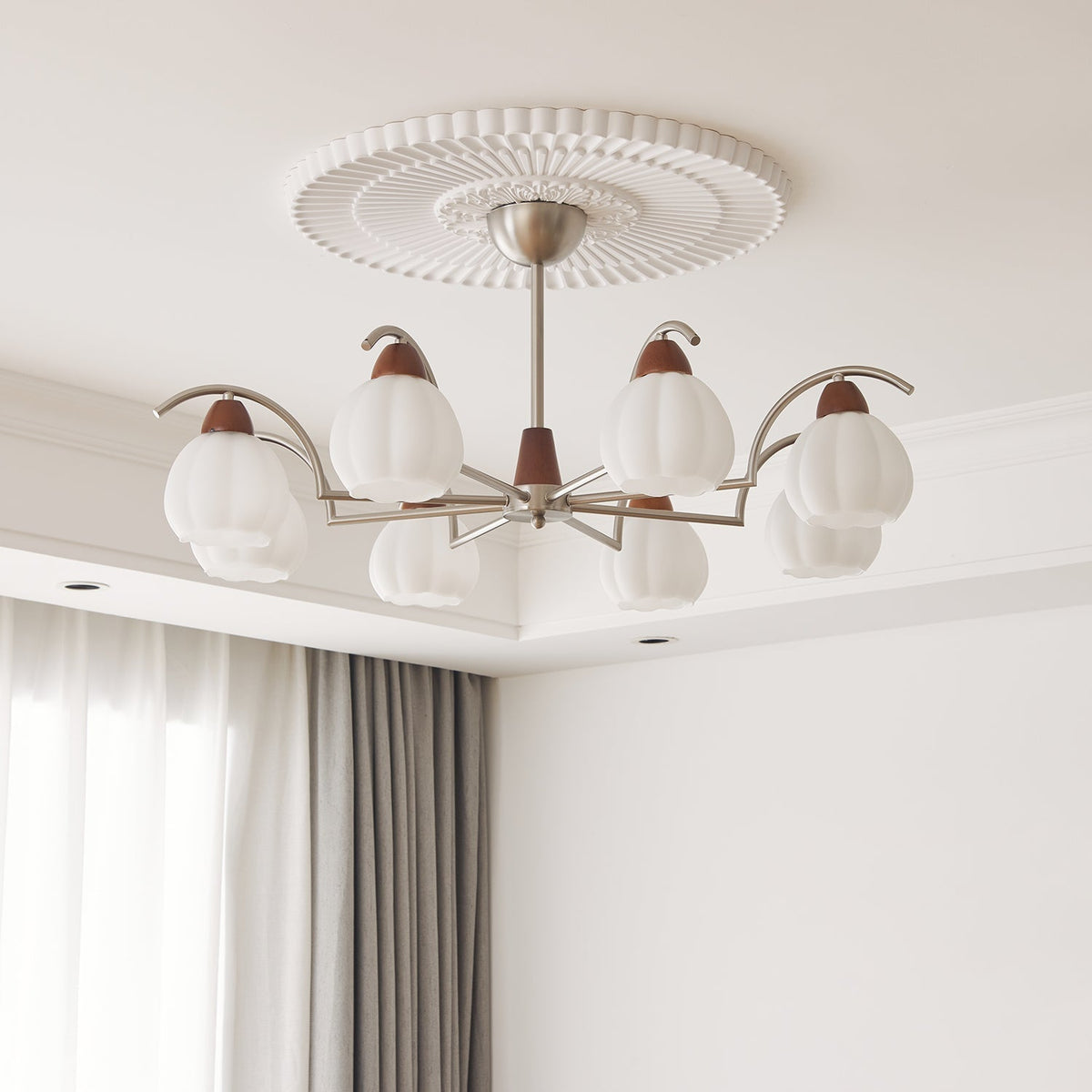 Ilaeiel Chandelier Bois Verre Élégance Traditionnelle Bloom - Neutralighting