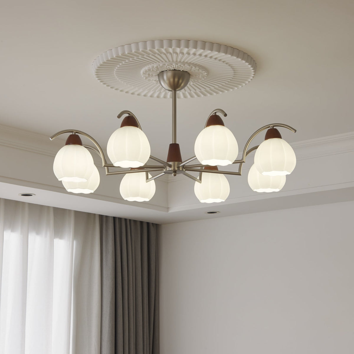 Ilaeiel Chandelier Bois Verre Élégance Traditionnelle Bloom - Neutralighting