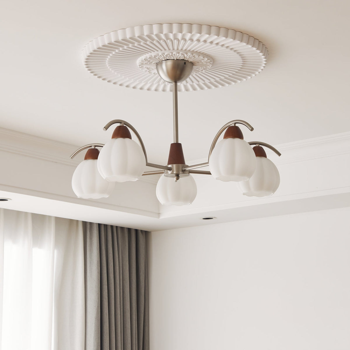 Ilaeiel Chandelier Bois Verre Élégance Traditionnelle Bloom - Neutralighting