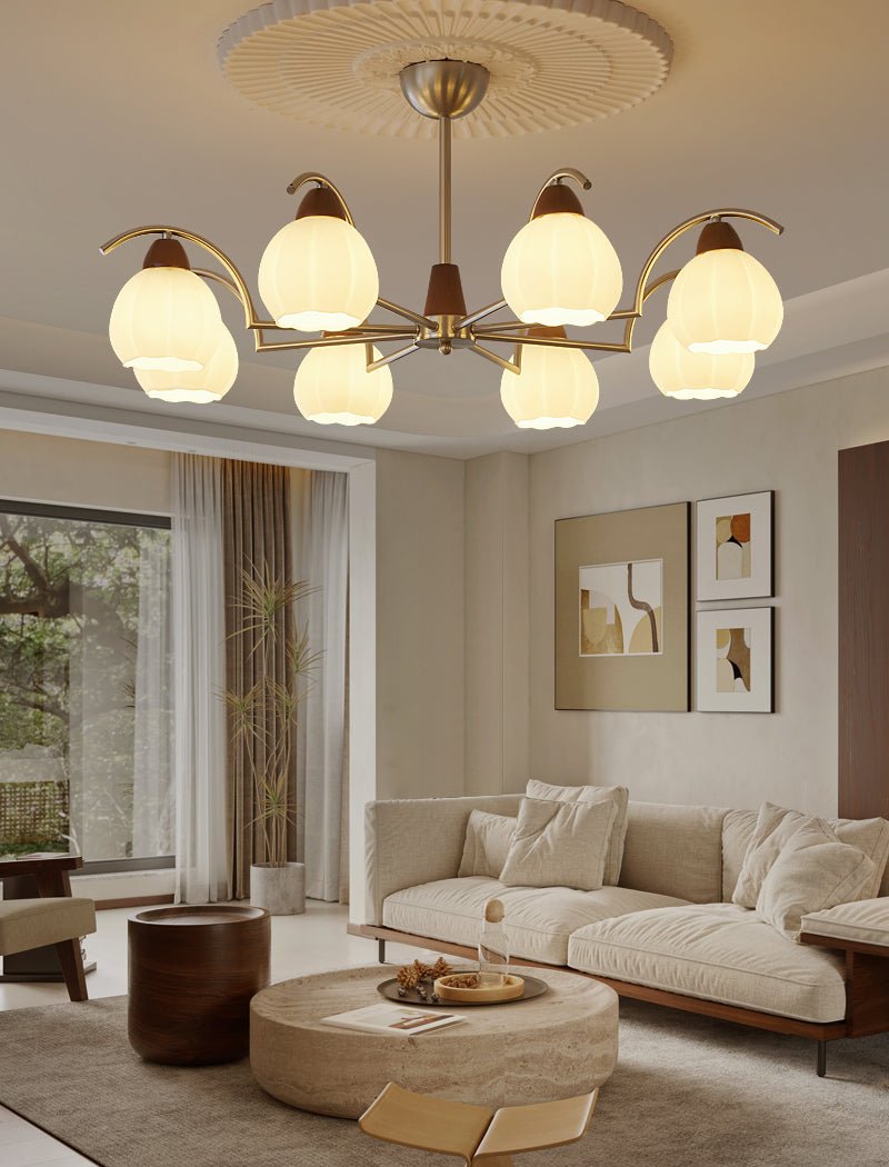 Ilaeiel Chandelier Bois Verre Élégance Traditionnelle Bloom - Neutralighting