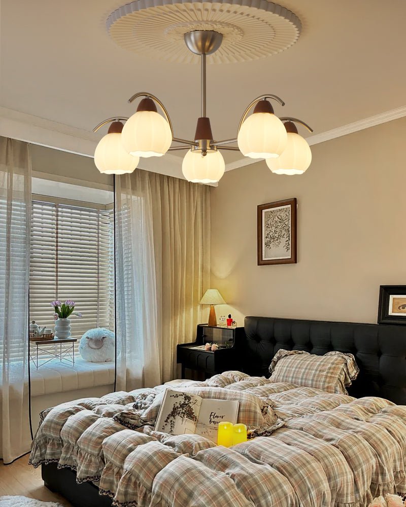 Ilaeiel Chandelier Bois Verre Élégance Traditionnelle Bloom - Neutralighting