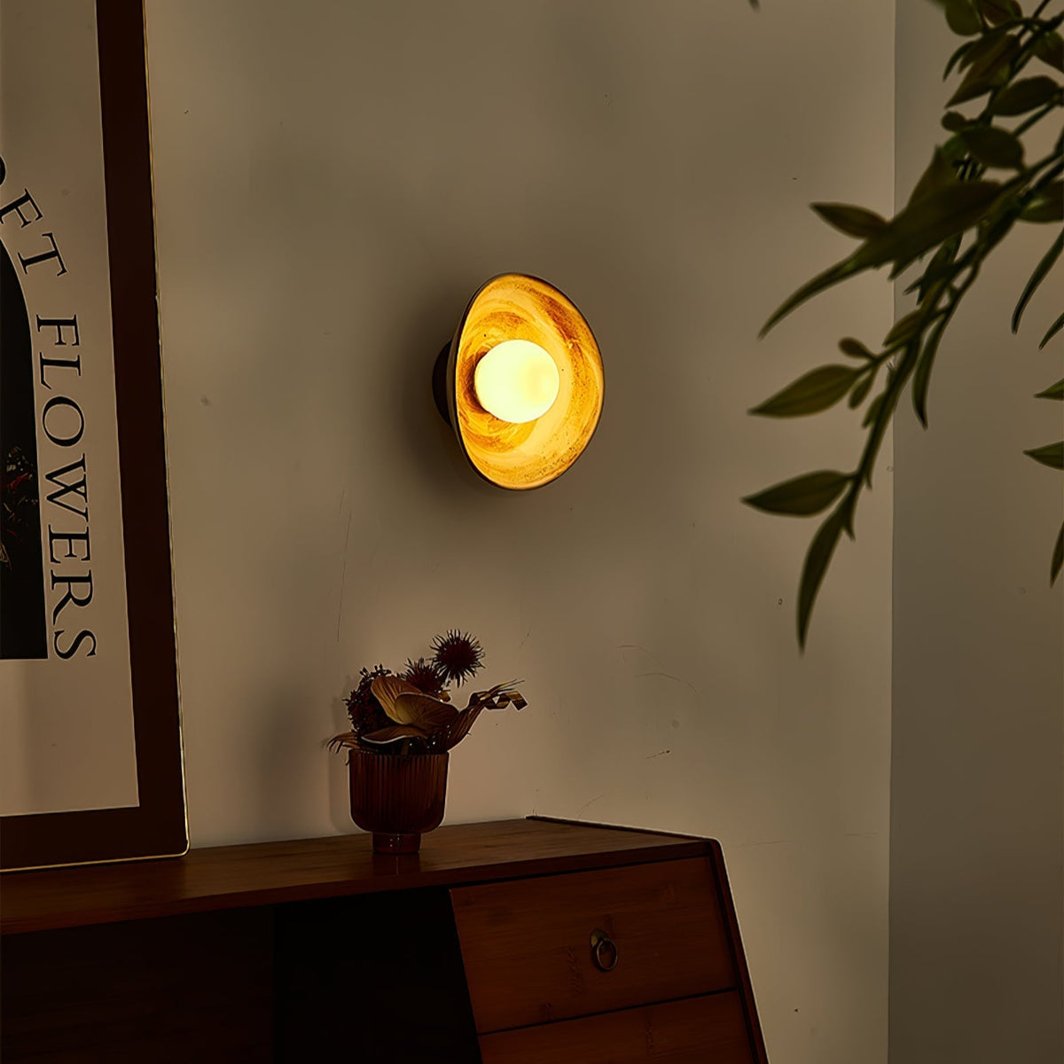 Solune Applique Murale Minimaliste en Verre et Bois - Neutralighting