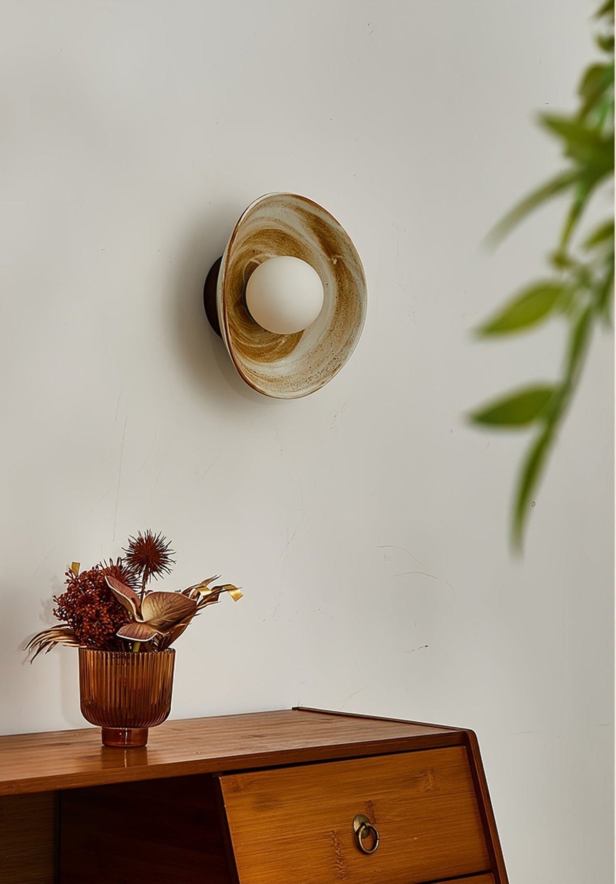 Solune Applique Murale Minimaliste en Verre et Bois - Neutralighting
