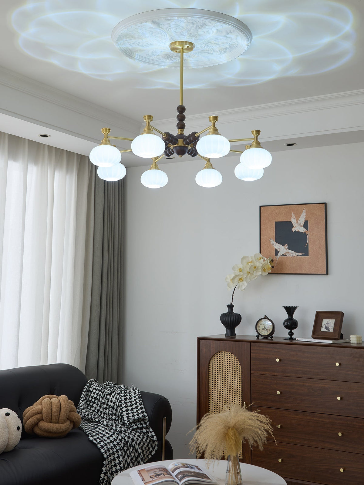 Avdorira Lustre Vintage Élégant en Laiton et Bois - Neutralighting