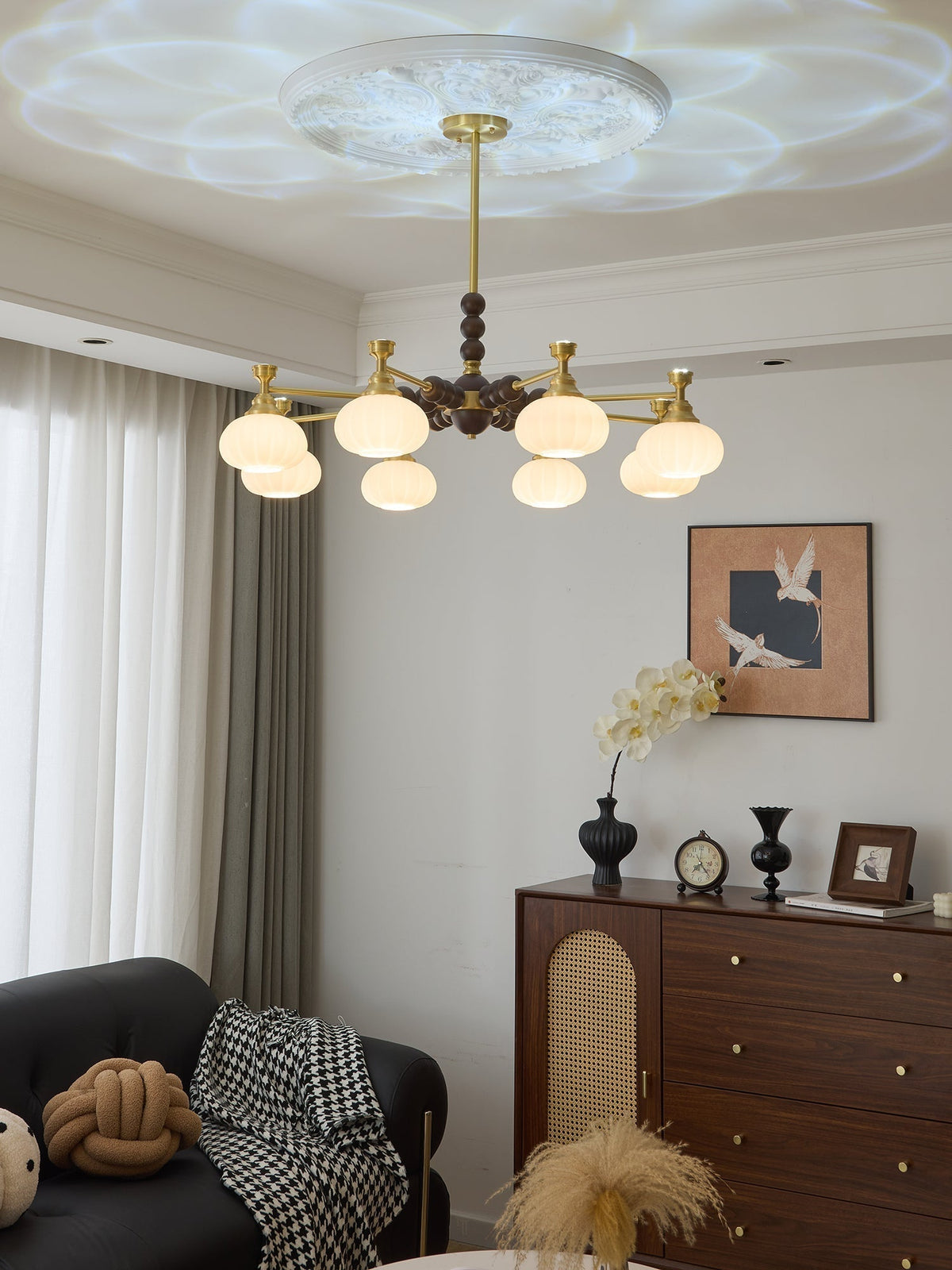 Avdorira Lustre Vintage Élégant en Laiton et Bois - Neutralighting