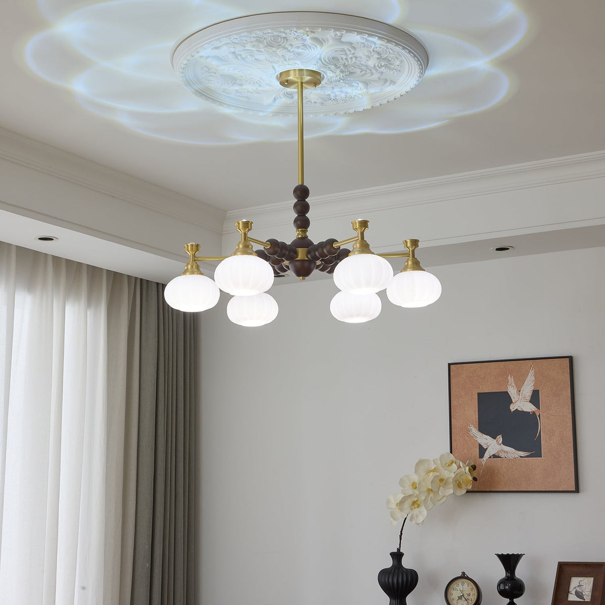 Avdorira Lustre Vintage Élégant en Laiton et Bois - Neutralighting