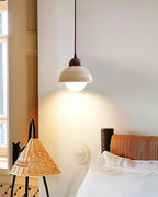 Suspension Bois Dessus Jaune Travertin Verre Blanc Beige Moderne - Neutralighting