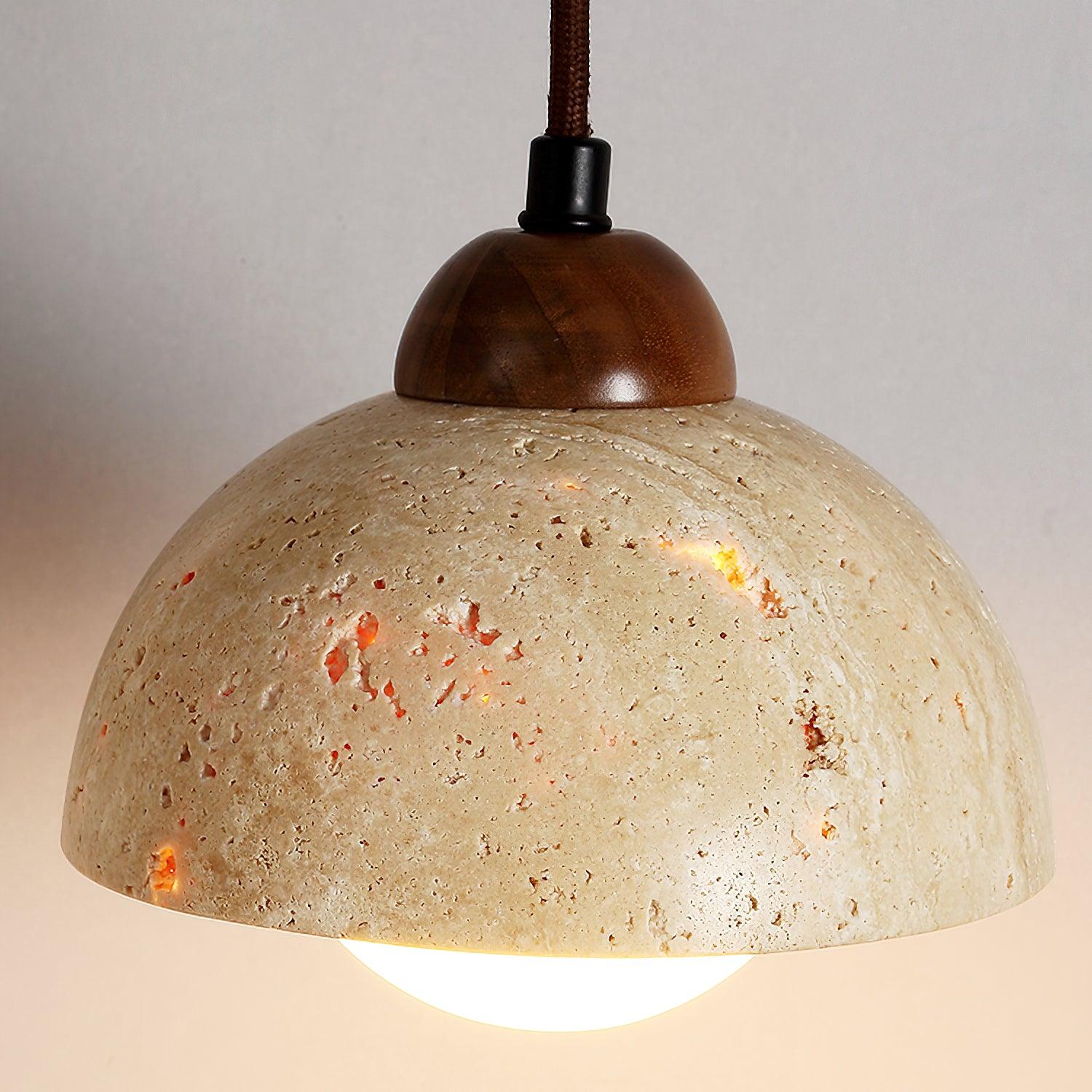 Suspension Bois Dessus Jaune Travertin Verre Blanc Beige Moderne - Neutralighting