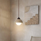 Suspension Bois Dessus Jaune Travertin Verre Blanc Beige Moderne - Neutralighting