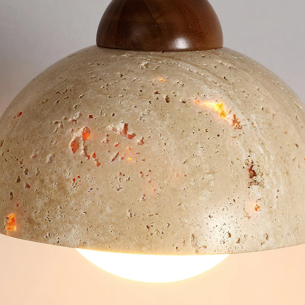 Suspension Bois Dessus Jaune Travertin Verre Blanc Beige Moderne - Neutralighting