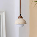 Suspension Bois Dessus Jaune Travertin Verre Blanc Beige Moderne - Neutralighting