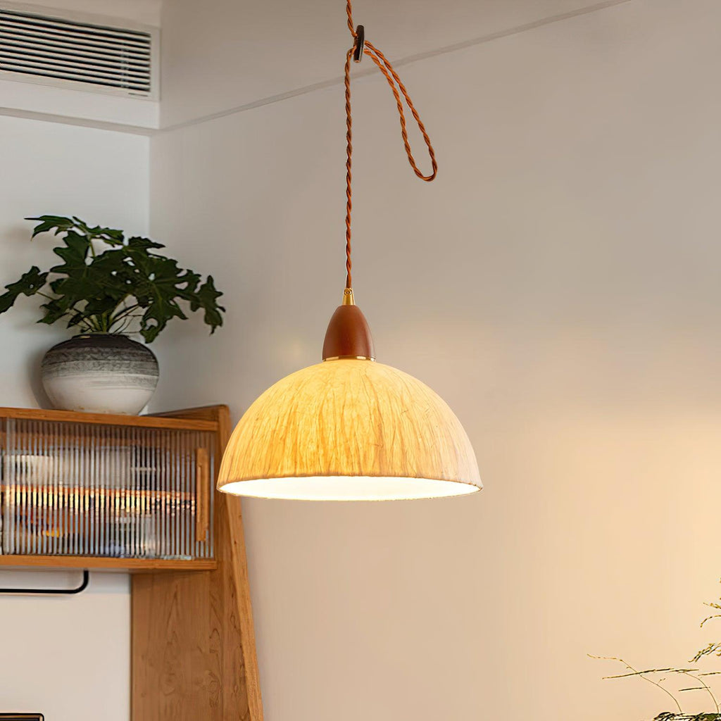 Vellara Papier & Bois Pendentif Lampe - Neutralighting