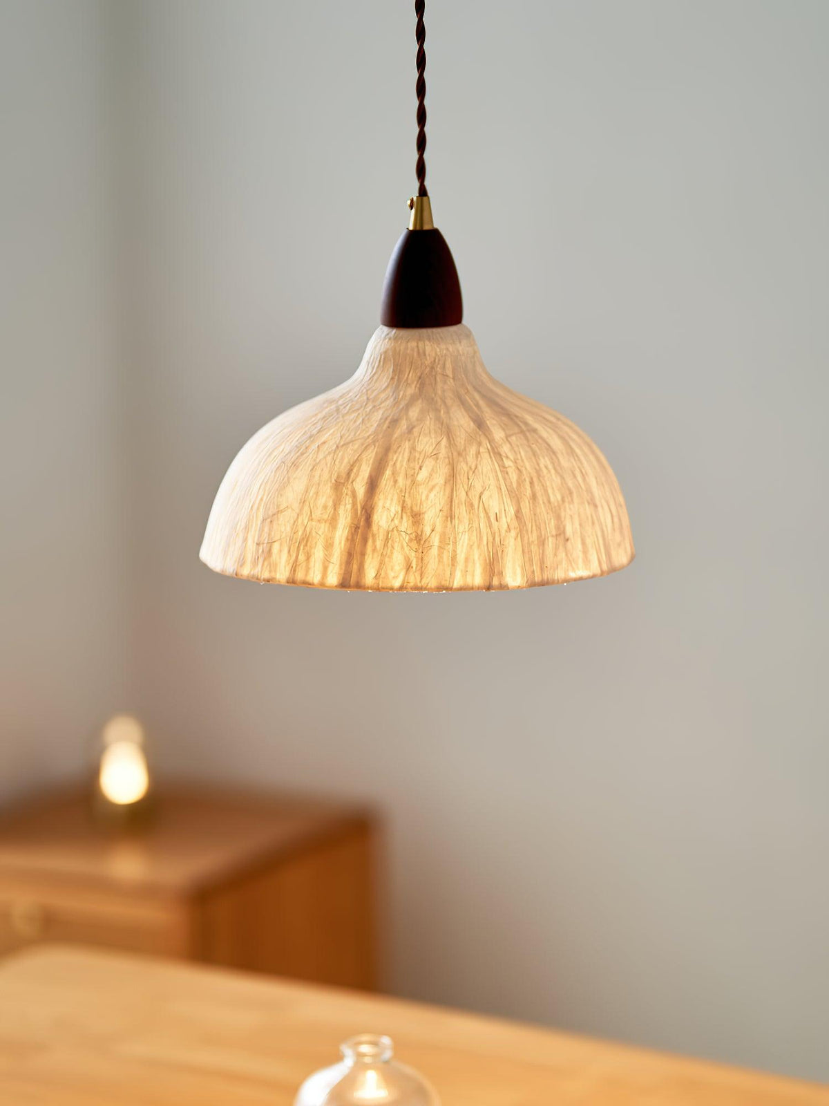 Vellara Papier & Bois Pendentif Lampe - Neutralighting