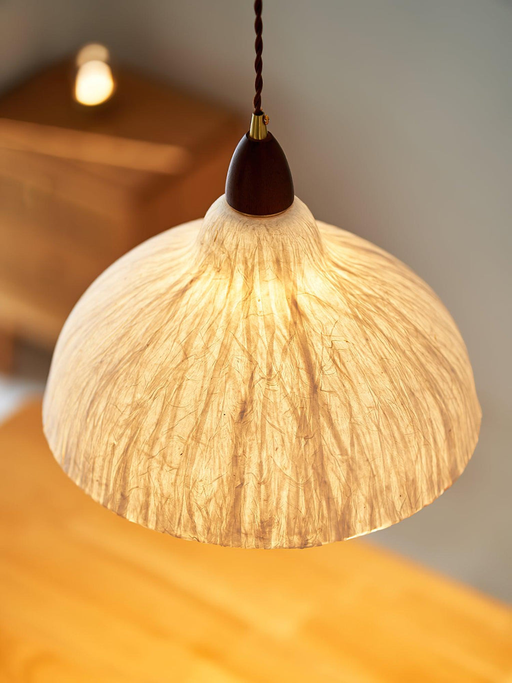 Vellara Papier & Bois Pendentif Lampe - Neutralighting